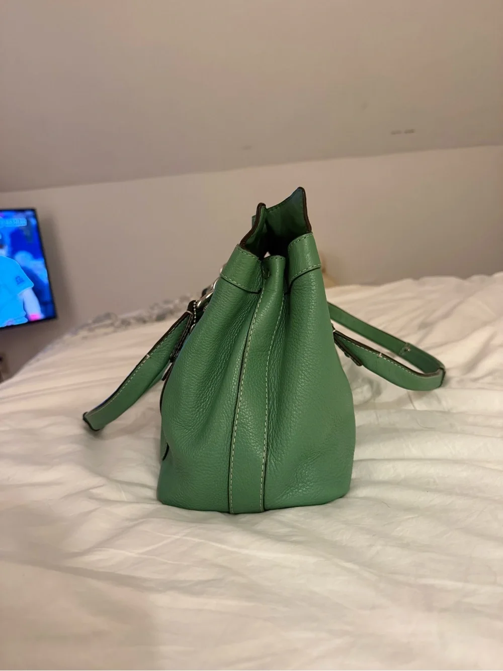 Coach Penelope Shopper Green Leather Shoulder Bag
